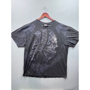 Harley Davidson Skull Graphic T Shirt Black Short Sleeve Little Rock AR